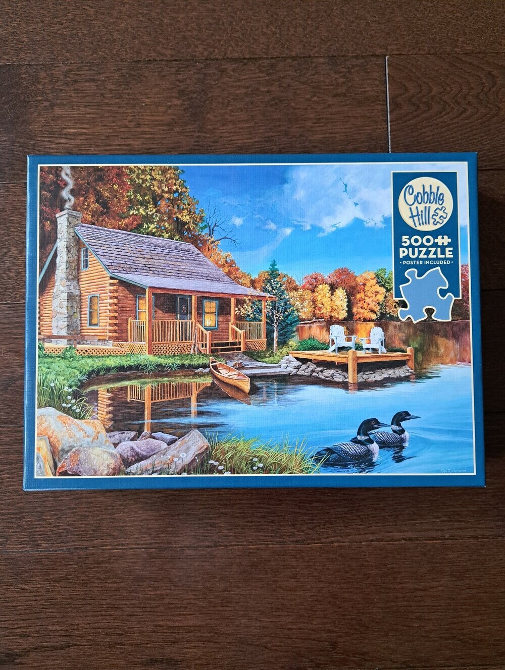 Cobble Hill 500 Piece Puzzle 'Loon Lake'  Jigsaw Puzzle Complete Fall Colourful